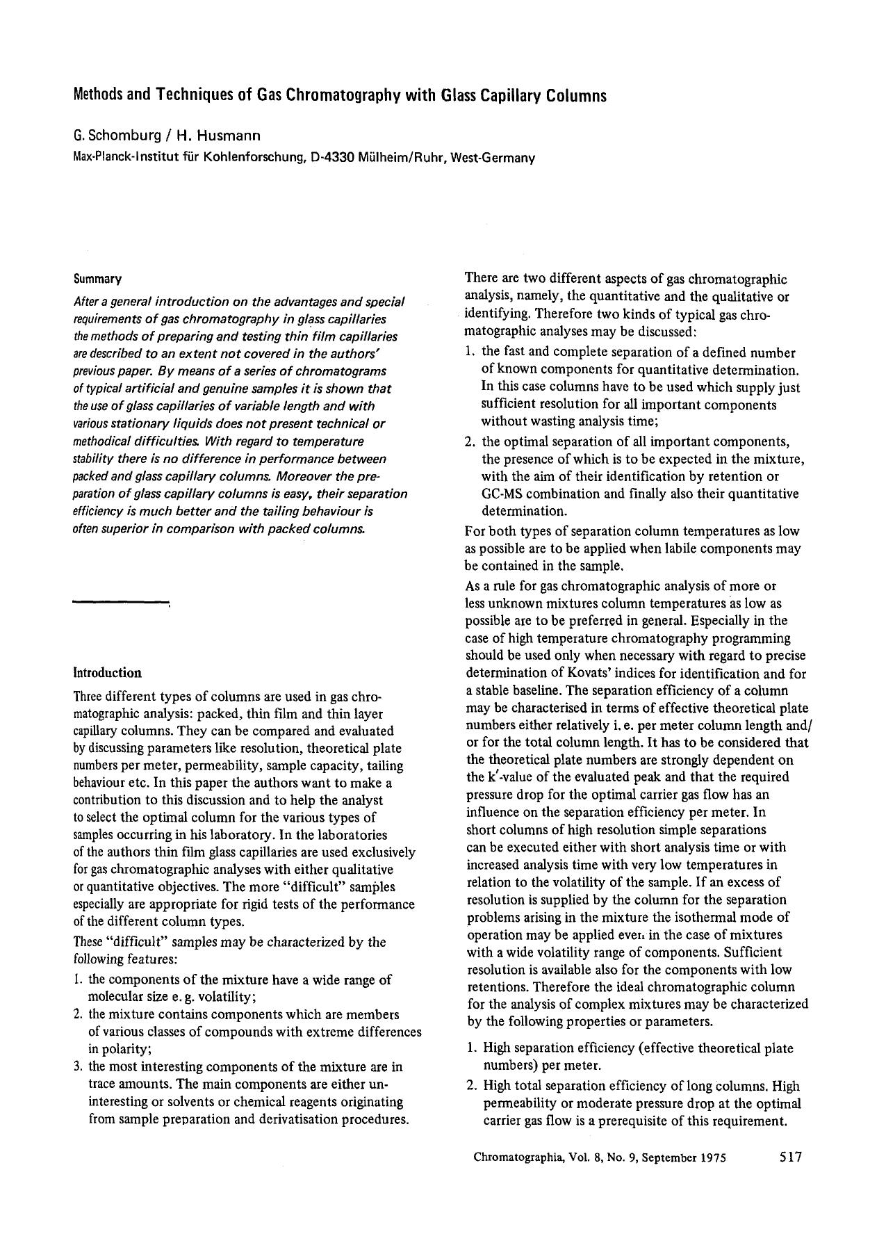 Methods and techniques of gas chromatography with glass capillary columns by Unknown