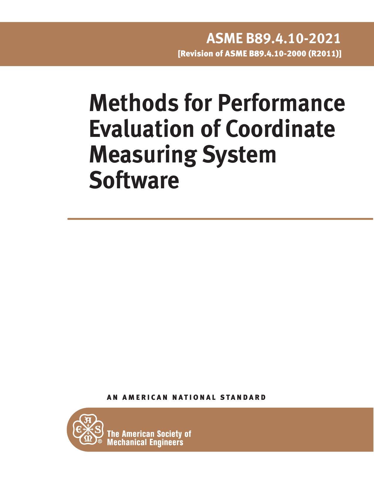 Methods for Performance Evaluation of Coordinate Measuring System Software by ASME