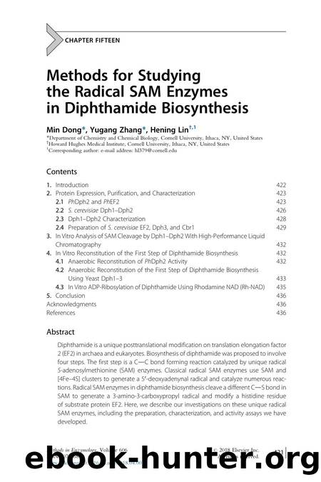 Methods for Studying the Radical SAM Enzymes in Diphthamide Biosynthesis by Min Dong & Yugang Zhang & Hening Lin