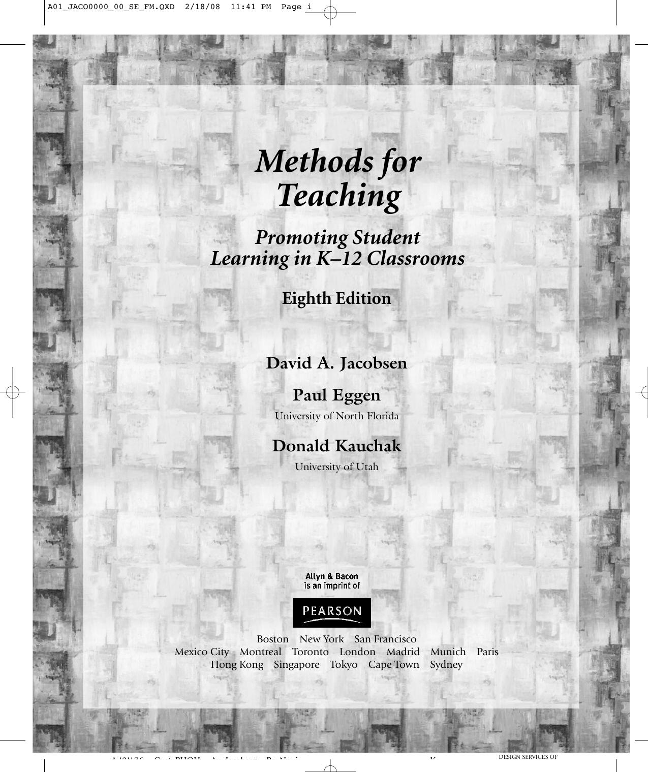 Methods for Teaching by Jacobsen David A. Eggen Paul Kauchak Donald