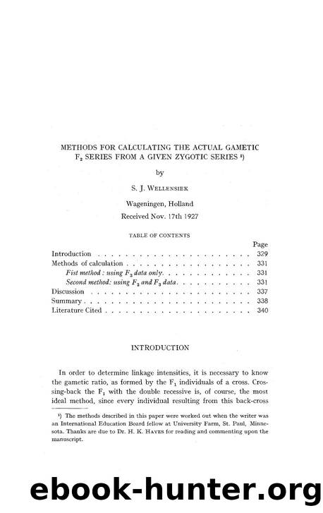 Methods for calculating the actual gametic F <Subscript>2 <Subscript> series from a given zygotic series by Unknown