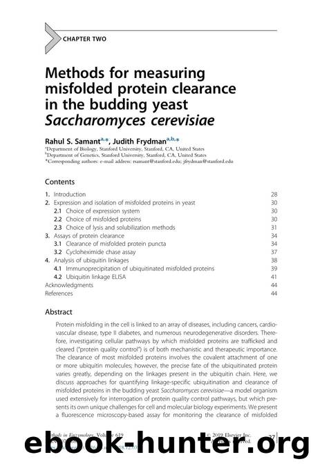 Methods for measuring misfolded protein clearance in the budding yeast Saccharomyces cerevisiae by Rahul S. Samant & Judith Frydman