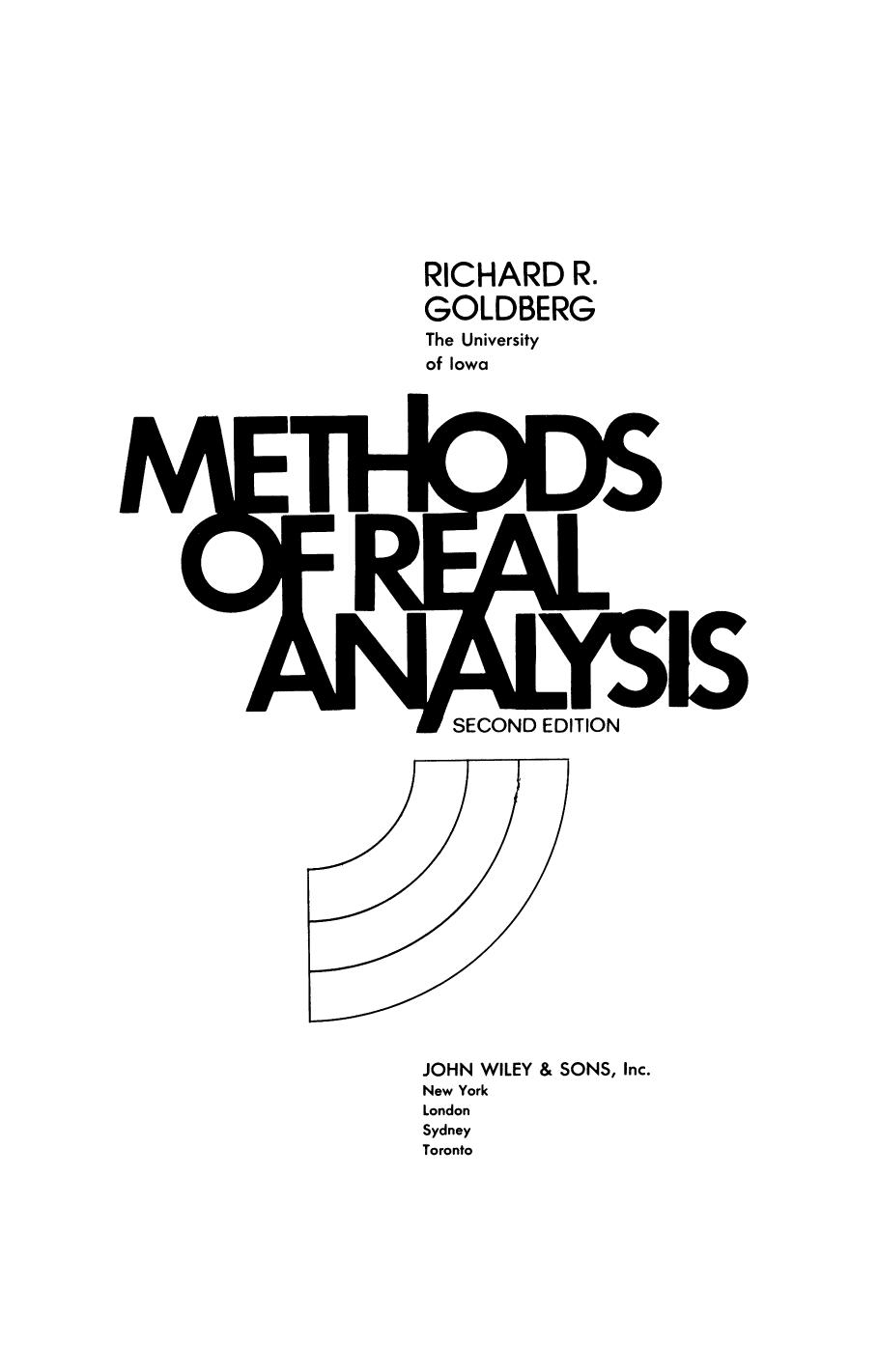 Methods of Real Analysis w/ Table of Contents by Richard R. Goldberg