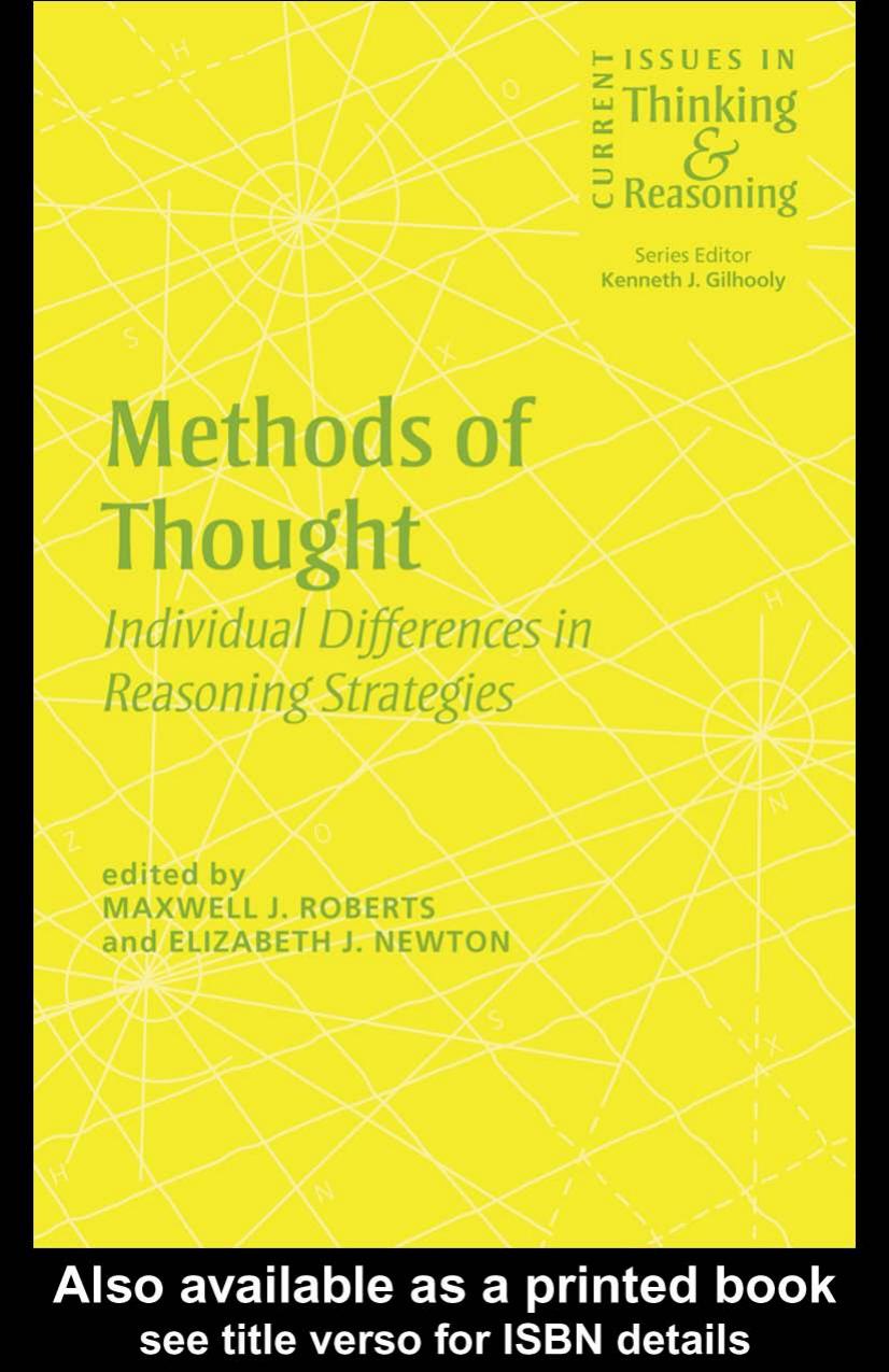 Methods of Thought: Individual Differences in Reasoning Strategies (Current Issues in Thinking and Reasoning) by M. Roberts