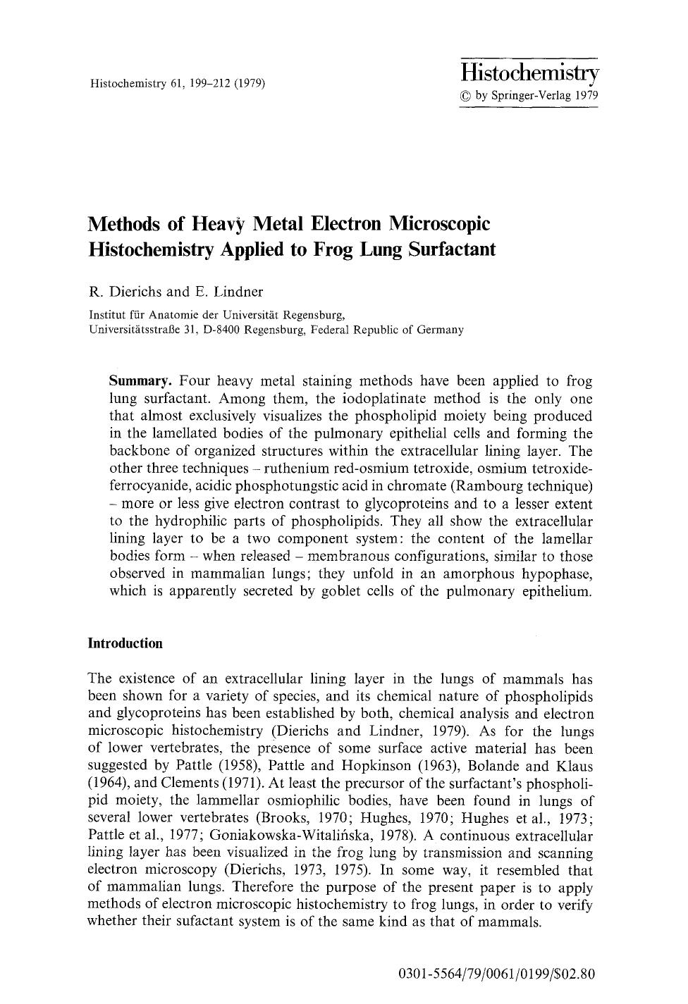 Methods of heavy metal electron microscopic histochemistry applied to frog lung surfactant by Unknown