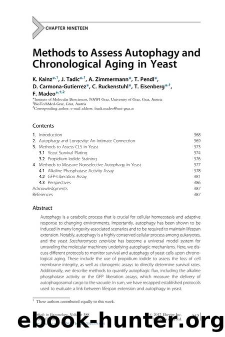 Methods to Assess Autophagy and Chronological Aging in Yeast by unknow