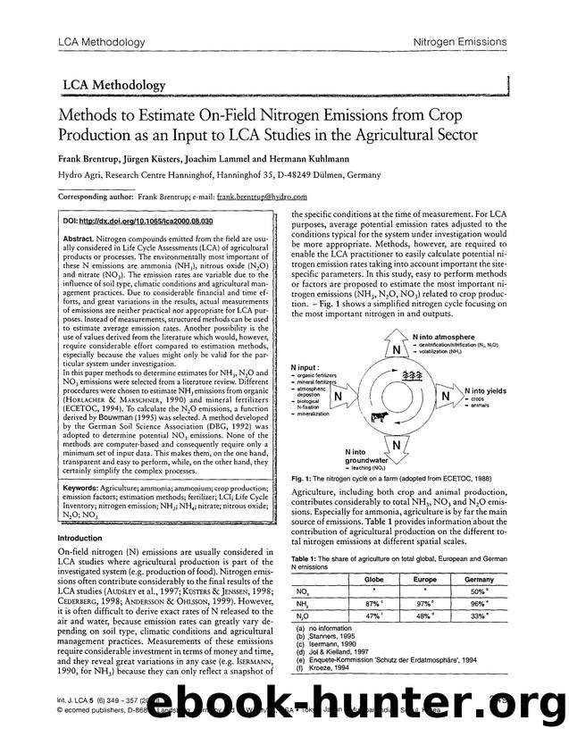 Methods to estimate on-field nitrogen emissions from crop production as an input to LCA studies in the agricultural sector by Unknown