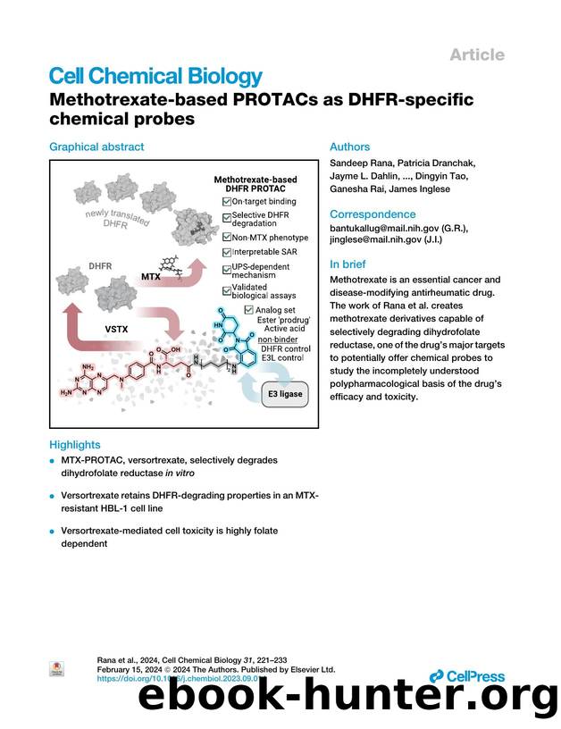 Methotrexate-based PROTACs as DHFR-specific chemical probes by unknow