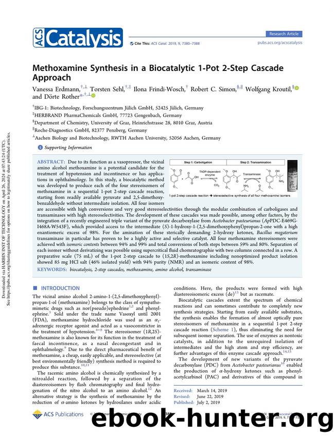 Methoxamine Synthesis in a Biocatalytic 1-Pot 2-Step Cascade Approach by Vanessa Erdmann Torsten Sehl Ilona Frindi-Wosch Robert C. Simon Wolfgang Kroutil & Dörte Rother