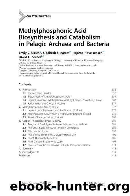 Methylphosphonic Acid Biosynthesis and Catabolism in Pelagic Archaea and Bacteria by Emily C. Ulrich & Siddhesh S. Kamat & Bjarne Hove-Jensen & David L. Zechel