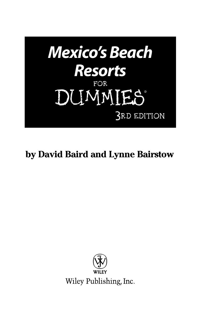 Mexico's Beach Resorts For Dummies by Lynne Bairstow David Baird