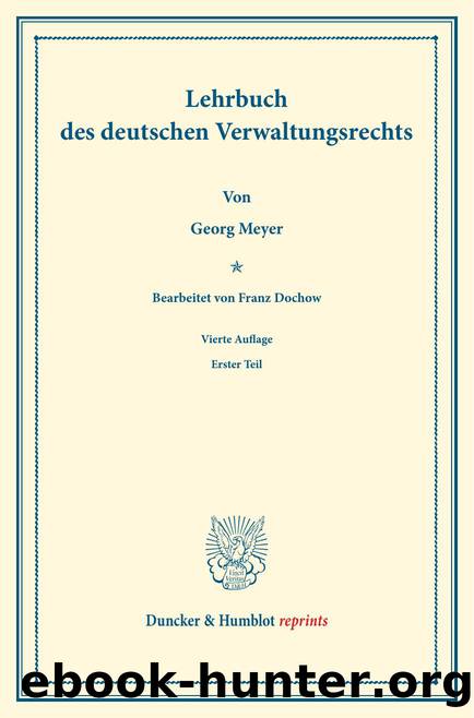 Meyer by Lehrbuch des deutschen Verwaltungsrechts (9783428566549)