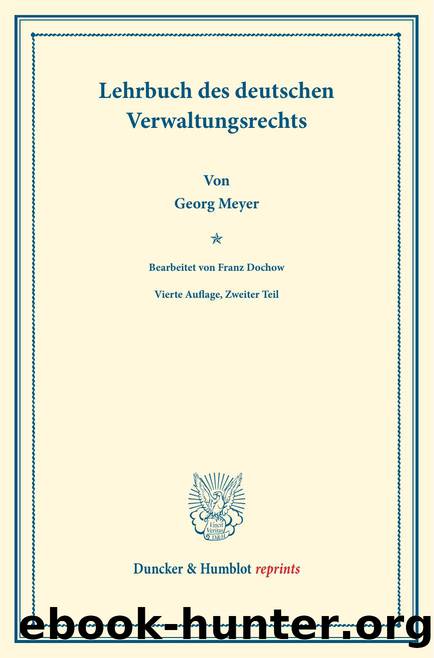 Meyer by Lehrbuch des deutschen Verwaltungsrechts (9783428566556)