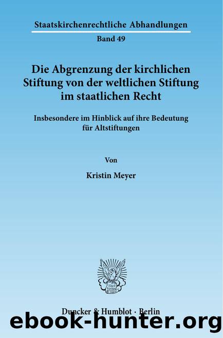 Meyer by Staatskirchenrechtliche Abhandlungen (9783428536856)