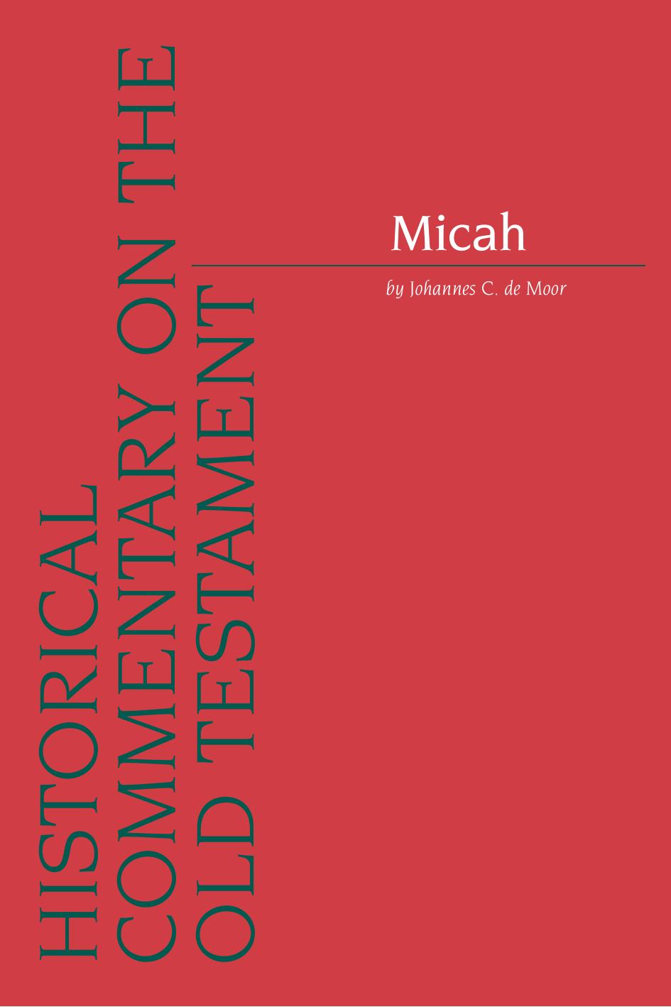 Micah by J.C. De Moor