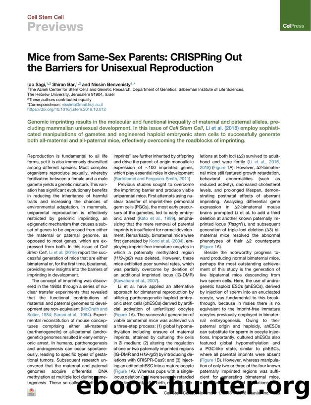 Mice from Same-Sex Parents: CRISPRing Out the Barriers for Unisexual Reproduction by Ido Sagi & Shiran Bar & Nissim Benvenisty