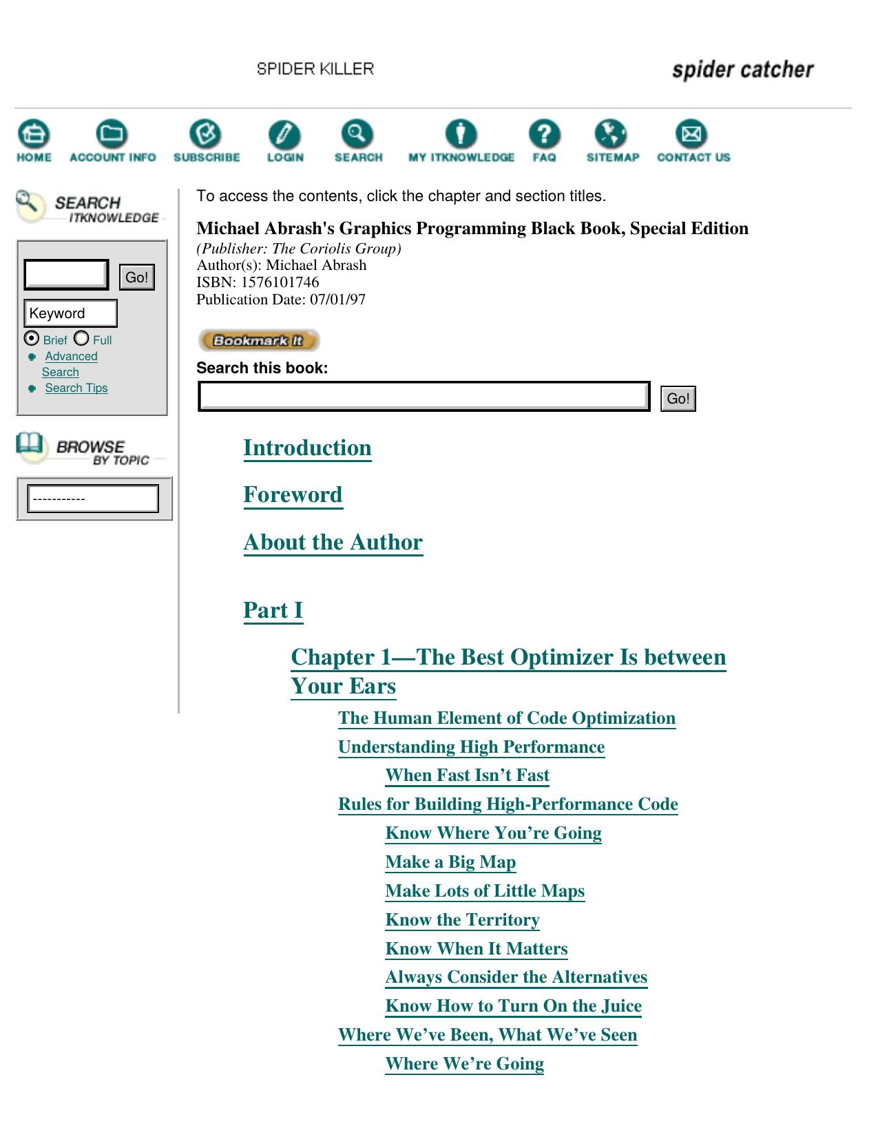 Michael Abrash's Graphics Programming Black Book Special Edition:Table of Contents by Michael Abrash's Graphics Programming Black Book(1997)(1342)