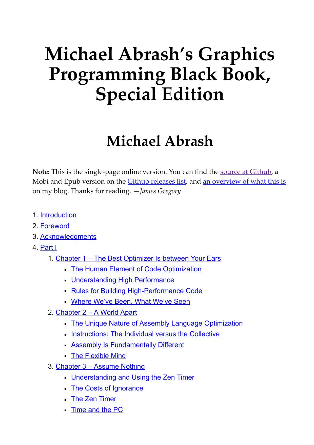 Michael Abrashâs Graphics Programming Black Book by Michael Abrash