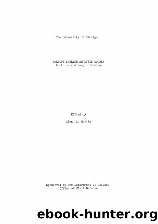 Michigan University FALLOUT SHELTER ANALYSIS COURSE by Unknown
