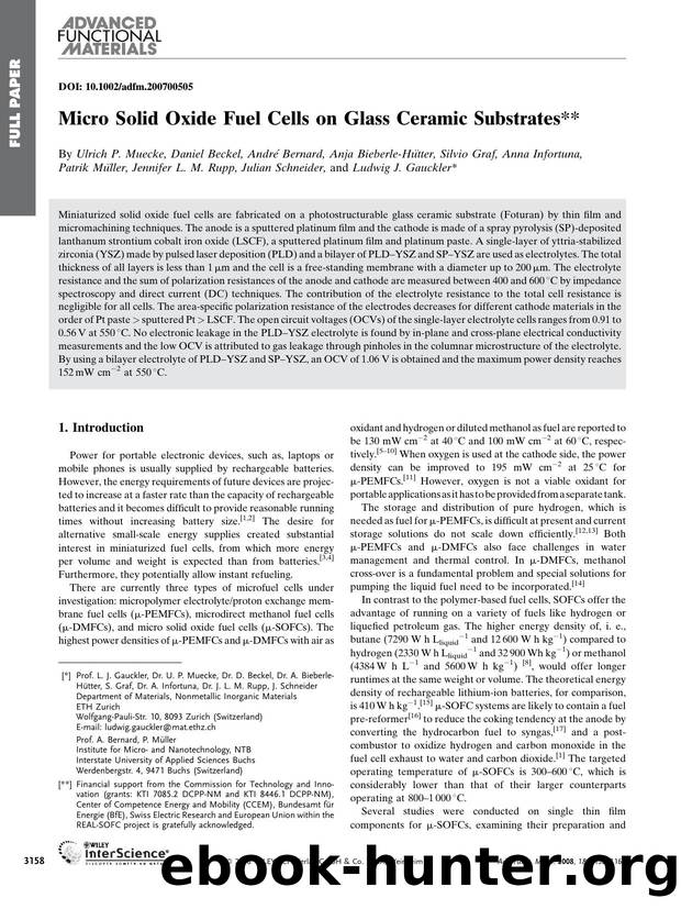 Micro Solid Oxide Fuel Cells on Glass Ceramic Substrates by Unknown