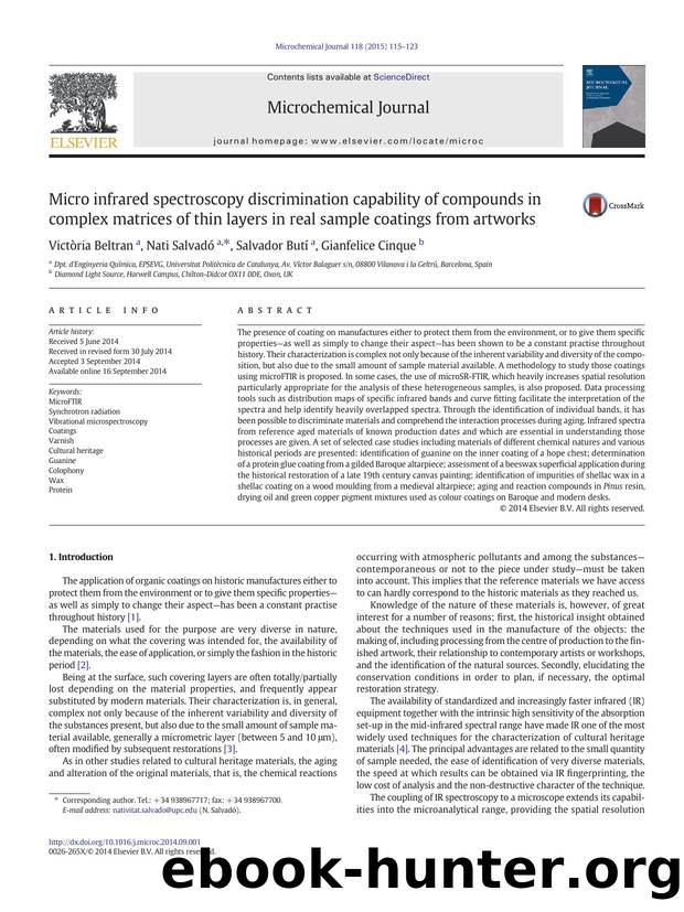 Micro infrared spectroscopy discrimination capability of compounds in complex matrices of thin layers in real sample coatings from artworks by Victòria Beltran & Nati Salvadó & Salvador Butí & Gianfelice Cinque