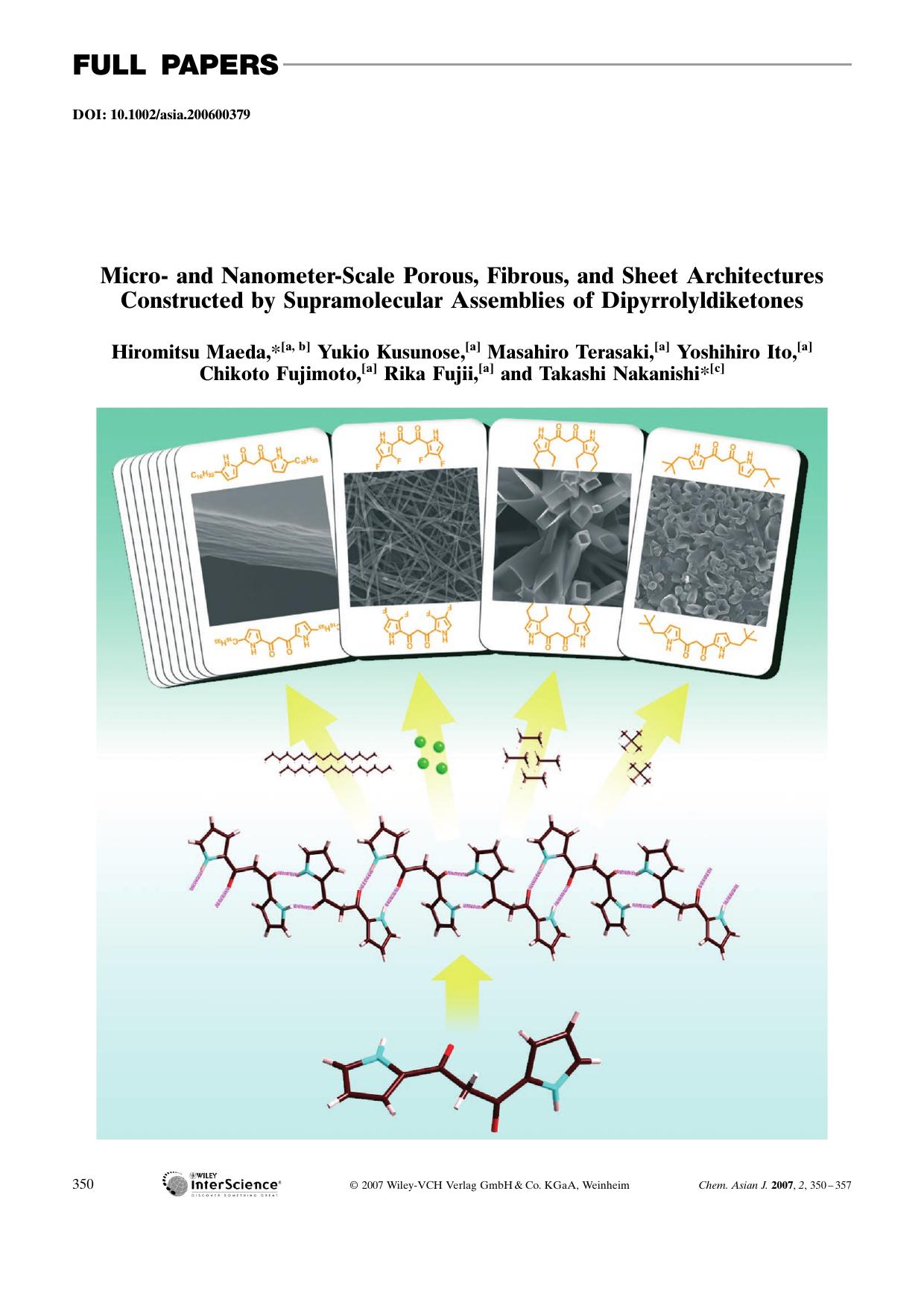 Micro- and Nanometer-Scale Porous, Fibrous, and Sheet Architectures Constructed by Supramolecular Assemblies of Dipyrrolyldiketones by Unknown