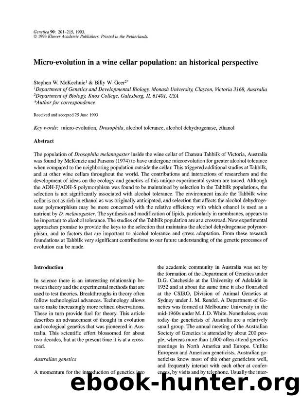 Micro-evolution in a wine cellar population: An historical perspective by Unknown