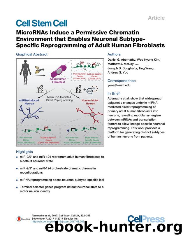 MicroRNAs Induce a Permissive Chromatin Environment that Enables Neuronal Subtype-Specific Reprogramming of Adult Human Fibroblasts by unknow