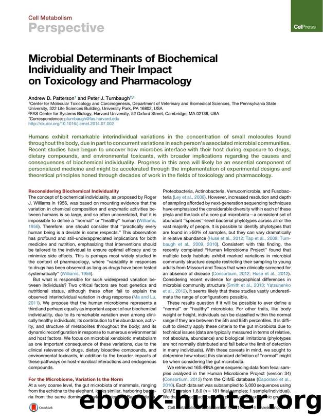 Microbial Determinants of Biochemical Individuality and Their Impact on Toxicology and Pharmacology by Andrew D. Patterson & Peter J. Turnbaugh