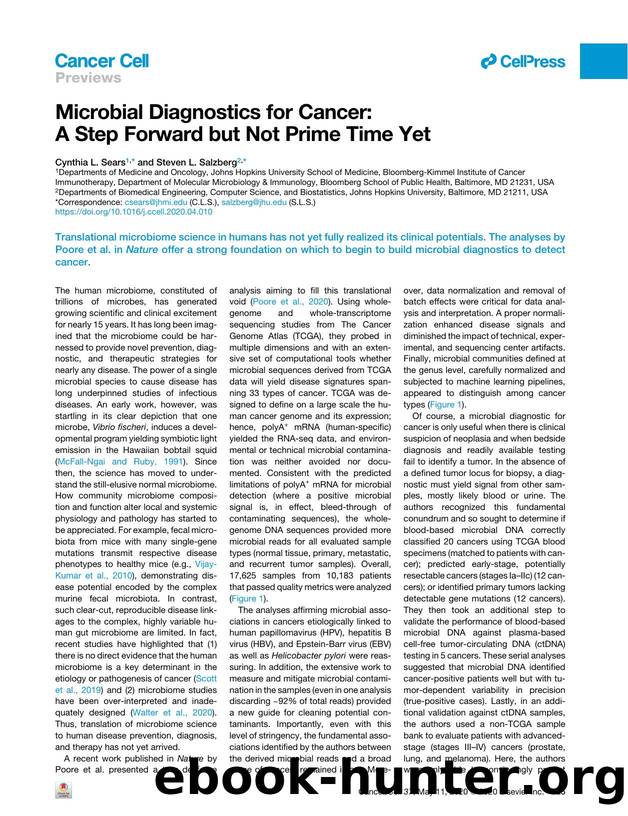 Microbial Diagnostics for Cancer: A Step Forward but Not Prime Time Yet by Cynthia L. Sears & Steven L. Salzberg