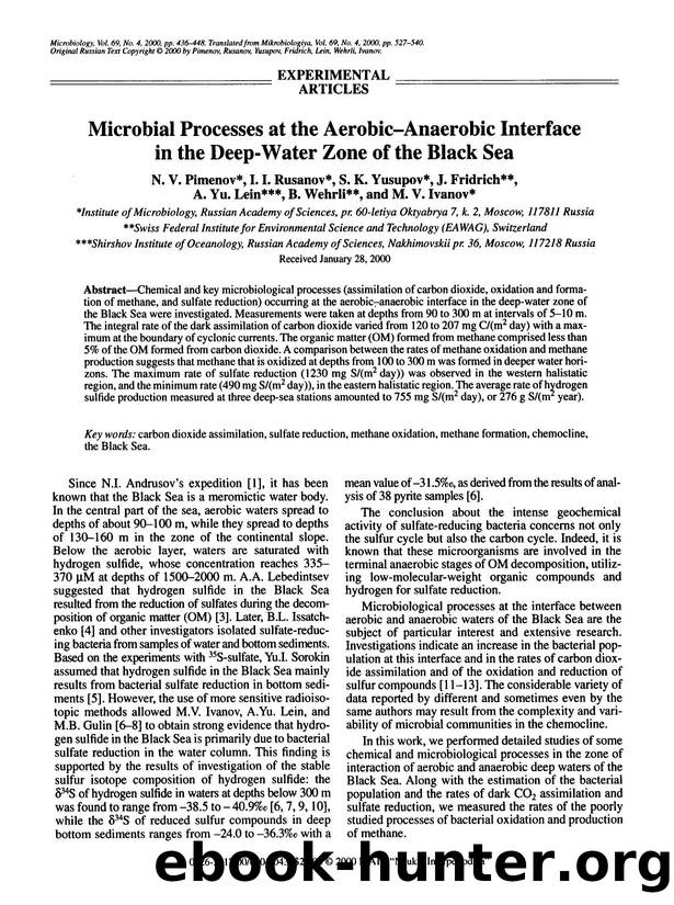 Microbial processes at the aerobic-anaerobic interface in the deep-water zone of the black sea by Unknown