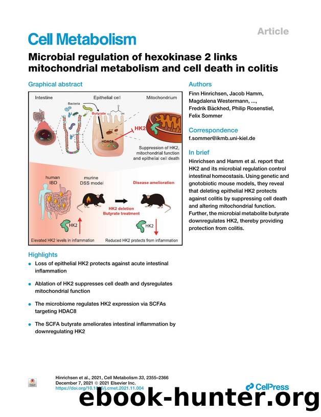 Microbial regulation of hexokinase 2 links mitochondrial metabolism and cell death in colitis by unknow