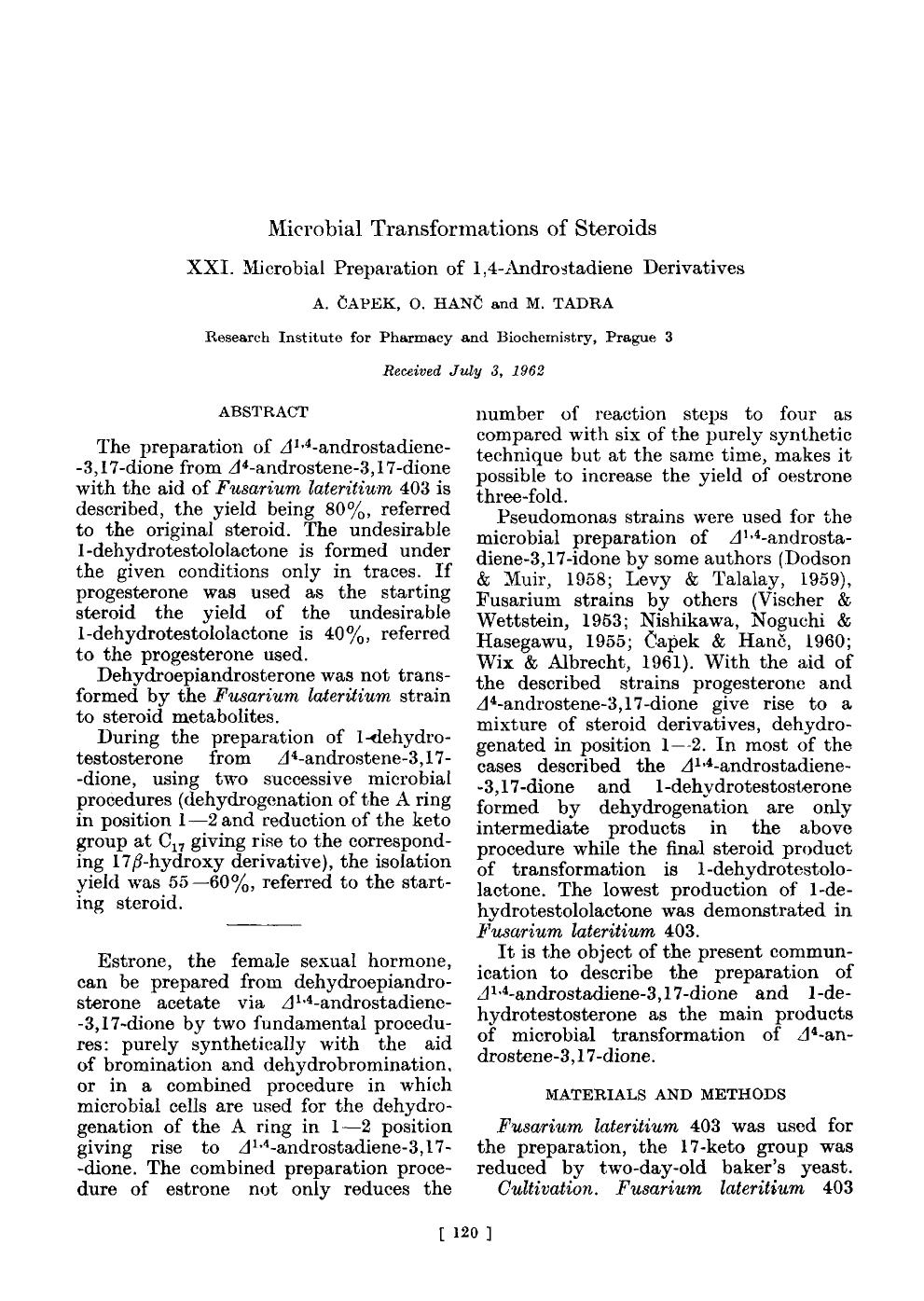 Microbial transformations of steroids by Unknown