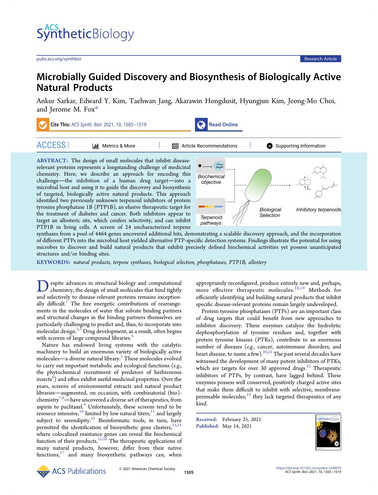 Microbially Guided Discovery and Biosynthesis of Biologically Active Natural Products by unknow