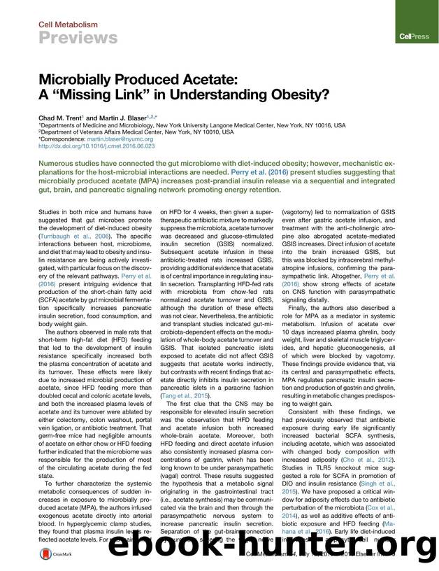 Microbially Produced Acetate: A ``Missing Link'' in Understanding Obesity? by Chad M. Trent & Martin J. Blaser