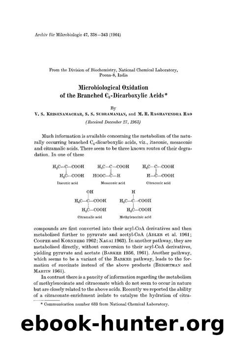 Microbiological oxidation of the branched C<Subscript>5<Subscript>-dicarboxylic acids by Unknown