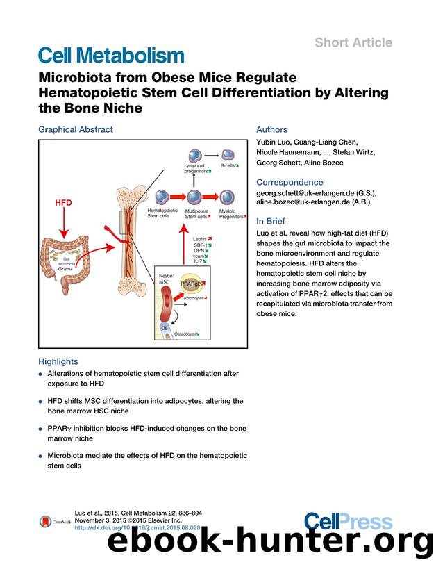 Microbiota from Obese Mice Regulate Hematopoietic Stem Cell Differentiation by Altering the Bone Niche by unknow