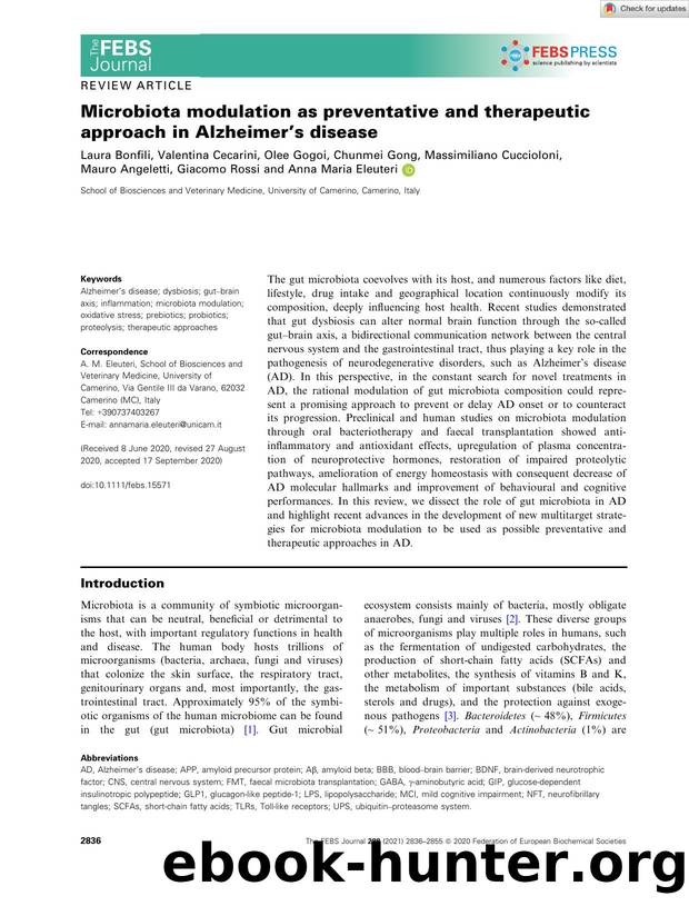 Microbiota modulation as preventative and therapeutic approach in Alzheimerâs disease by Unknown
