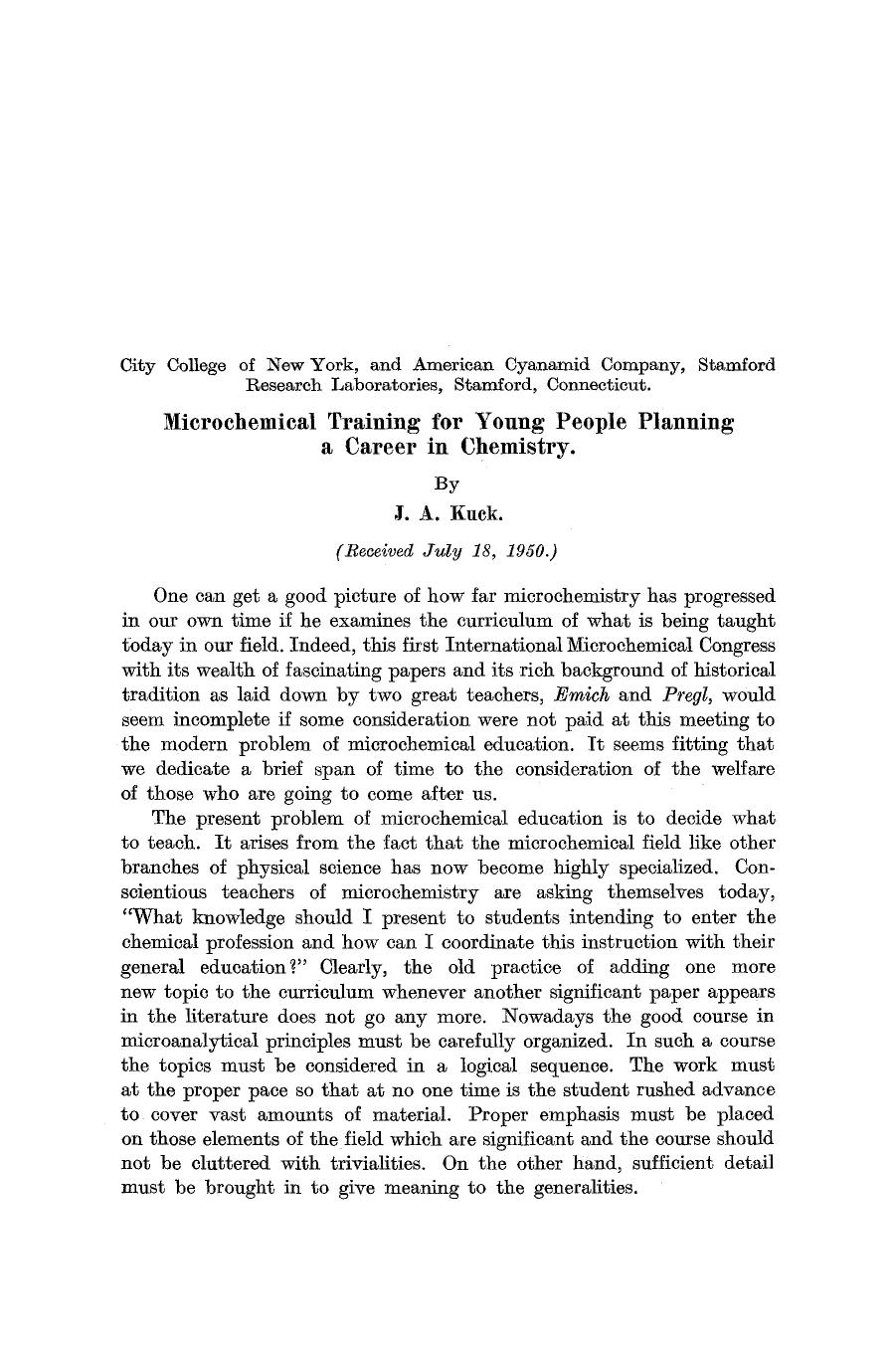 Microchemical training for young people planning a career in Chemistry by Unknown