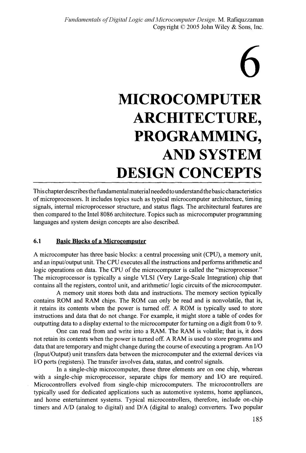 Microcomputer Architecture, Programming, and System Design Concepts by Unknown