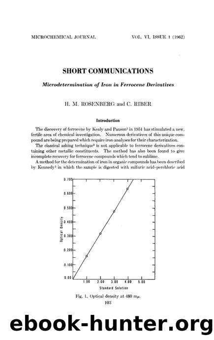 Microdetermination of iron in ferrocene derivatives by H.M. Rosenberg; C. Riber