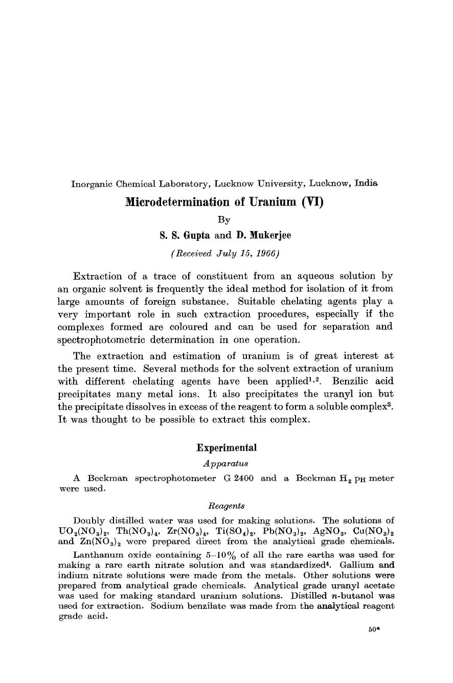 Microdetermination of uranium (VI) by Unknown