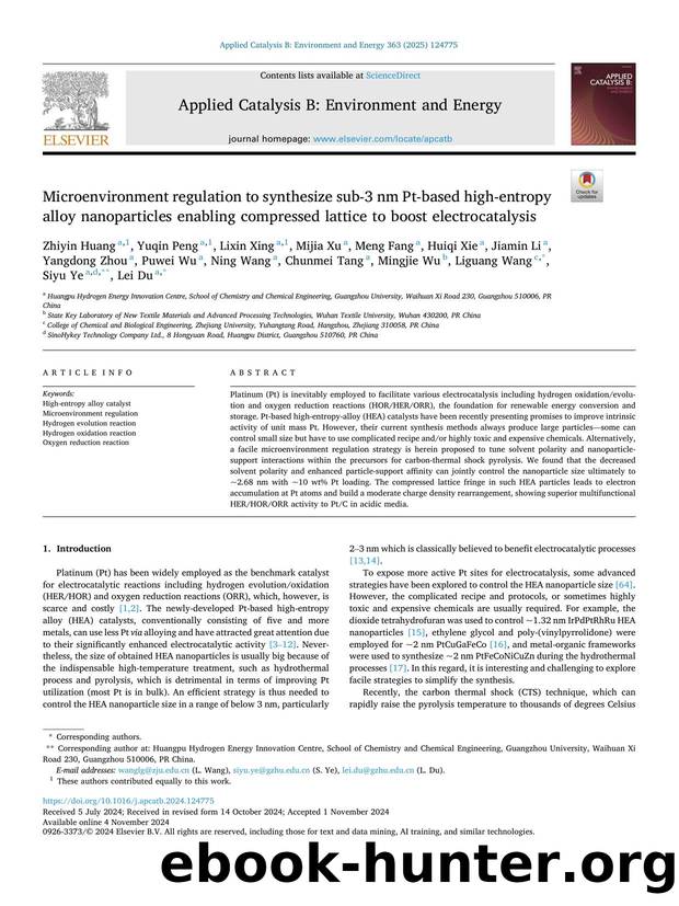 Microenvironment regulation to synthesize sub-3 nm Pt-based high-entropy alloy nanoparticles enabling compressed lattice to boost electrocatalysis by unknow