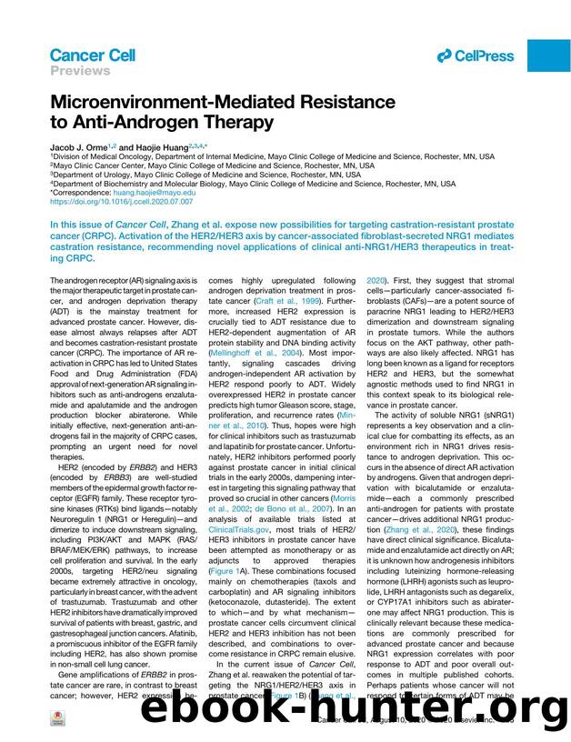 Microenvironment-Mediated Resistance to Anti-Androgen Therapy by Jacob J. Orme & Haojie Huang