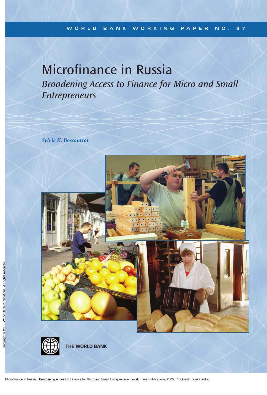 Microfinance in Russia : Broadening Access to Finance for Micro and Small Entrepreneurs by Sylvie K. Bossoutrot
