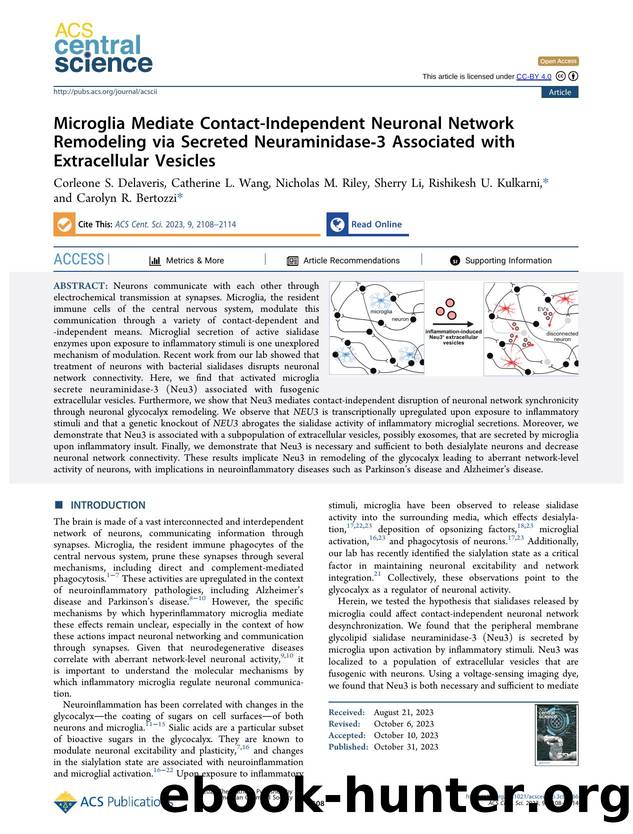 Microglia Mediate Contact-Independent Neuronal Network Remodeling via Secreted Neuraminidaseâ3 Associated with Extracellular Vesicles by unknow
