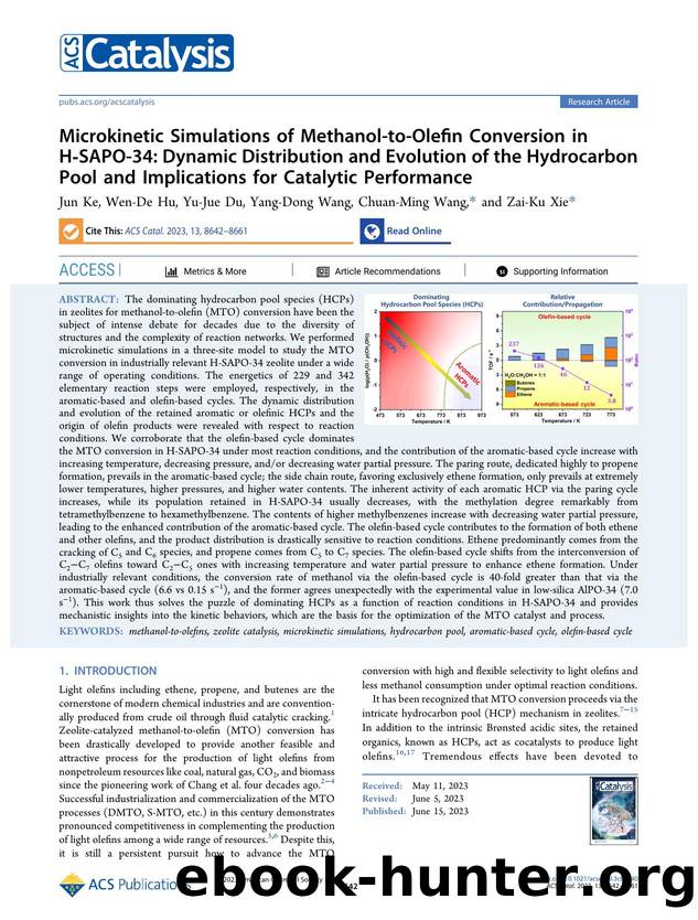Microkinetic Simulations of Methanol-to-Olefin Conversion in H-SAPO-34: Dynamic Distribution and Evolution of the Hydrocarbon Pool and Implications for Catalytic Performance by Jun Ke Wen-De Hu Yu-Jue Du Yang-Dong Wang Chuan-Ming Wang and Zai-Ku Xie