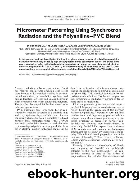 Micrometer patterning using synchrotron radiation and the polyaniline - PVC blend by Unknown