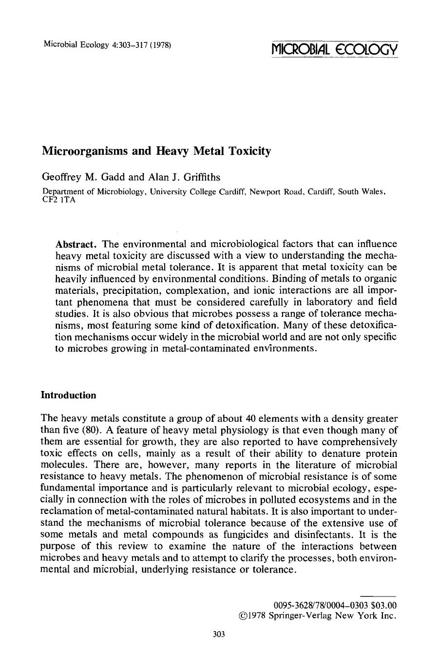 Microorganisms and heavy metal toxicity by Unknown