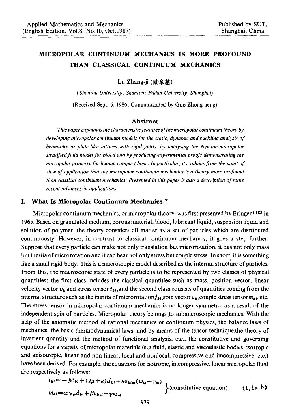 Micropolar continuum mechanics is more profound than classical continuum mechanics by Unknown